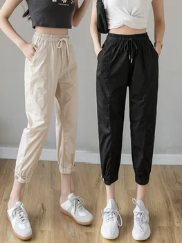 Noua Primavara-Vara Femei Salopete Pantaloni All-meci Talie Elastic Casual Drept Pantaloni Harem Vițel lungime Studenți și Femei