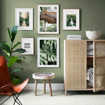 Tropical Palm Pădure Junglă Elefant, Leopard Bridge Wall Art Print Panza Pictura Nordică Poster Decor Imaginile Pentru Camera De Zi