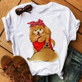 2021 Noi Pomeranian Mama Tricou Câine Mujer Camisetas Top Alb Camasi De Vara Estetica Grafic Scurt Maneca Poliester T Shirt