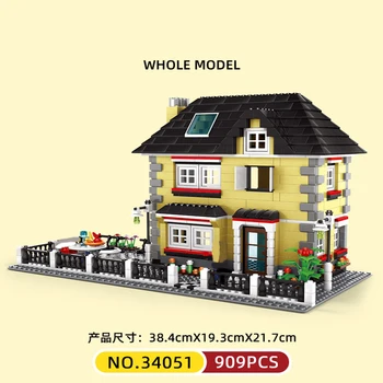 Villa Modelul de Constructii din material Plastic Jucării Bloc Inteligenta Asamblare și de Divertisment Interactiv pentru Copii Jucarii