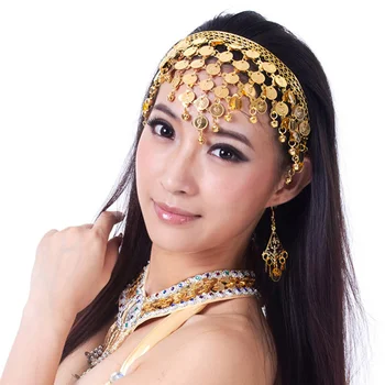 MOGAKU Clasice Femei Belly Dance Benzi Indian Tigan Etnice Monede Ciucuri Frunte Headpieces Petrecere de Păr Bijuterii Accesorii