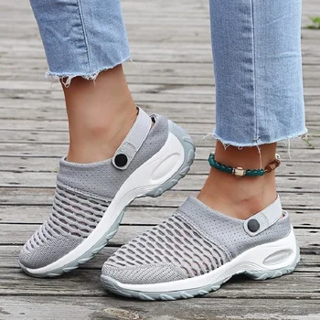 2021 Noi De Vara Femei Pantofi Ochiurilor De Plasă Respirabil Pompe Doamnelor Sandale Heelless Sandale Casual Cu Pernă De Aer, Plus Dimensiunea 43