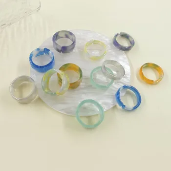 2021 Coreea Moda Colorate Rășină Acrilică Subțire Gros Inele Rotunde Set pentru Femei Fete Vintage Estetice Acetat Inel de Bijuterii Cadou