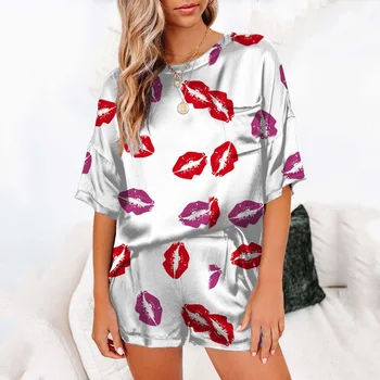 2021 Vară Satin Set de Pijama Femei, Pijamale Lounge Wear pentru Femei Vrac Pijamale de Mătase Acasă se Potrivește Plus Dimensiune XXXL