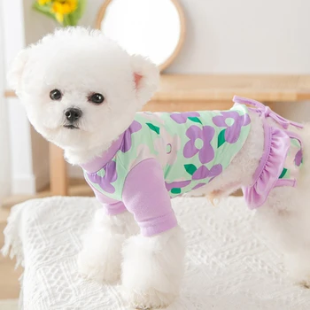 Haine de câine Cățeluș de Vara costume de Baie Rece Completă de Imprimare Salopeta Costum din Două piese pentru Animale Mici Subțire Respirabil animale de Companie Haine