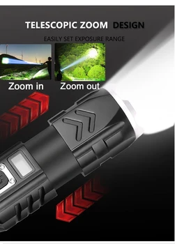 20000Lumens XHP90 Lanterna LED-uri USB Reîncărcabilă Lanterna Tactice Utilizarea Lanternă 26650 Baterie Zoomable Mână de Lumină rezistent la apa