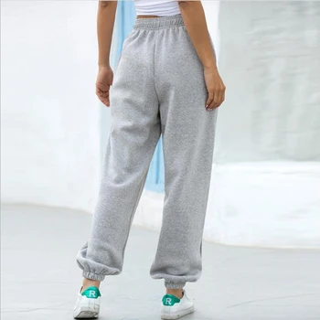 2020 Toamna De Moda Casual Femei Pantaloni Femei Unisex Streetwear Baggy Gri Sport Jogging Pantaloni Largi Picior De Epocă Mijlocul Talie