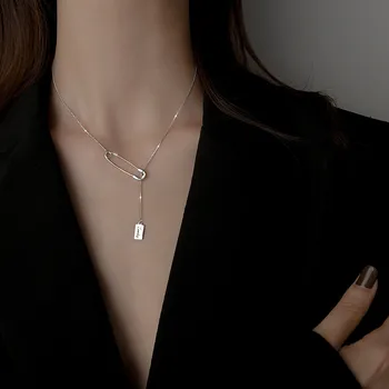 Coreea Style Argint 925 Geometrie Forma Colier Pentru Femei Clasic La Modă Design Creativ Femeie Clavicula Lanț De Bijuterii Cadouri