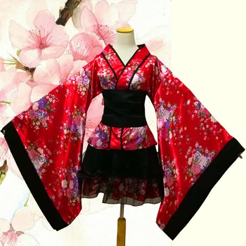 Sexy Kimono Stil Japonez Fete Halat Lolita Maid Dress pentru Femei Partid Yukata Dans JP Anime Cosplay, Costume Lady Costume pentru Femei