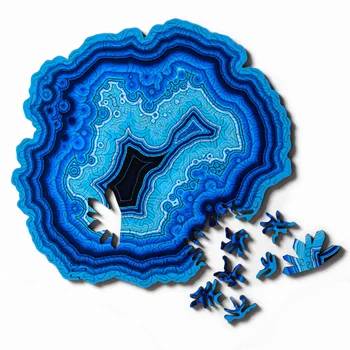 NOUA Formă de Agat Puzzle din Lemn Pentru Adulti Copil Jucărie Cadou din Lemn DIY Puzzle-Agat Albastru Joc de Familie Dezvolta Inteligenta Decor