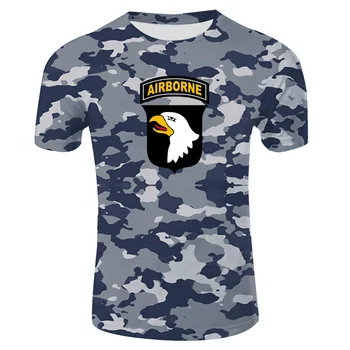 Forțele Speciale aeropurtate Bărbați 3d T-shirt de Luptă Militar Camuflaj Maneci Scurte în aer liber, Drumeții, Vânătoare Tricou 2021 Vara Noi