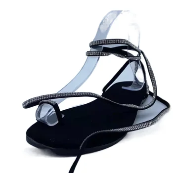 Cristal Curea Glezna Negru de Moda Plat Sandles pentru Femei Vara Sandale cu Platforma Pantofi Femei Sandalias Femeie Femei Pantofi