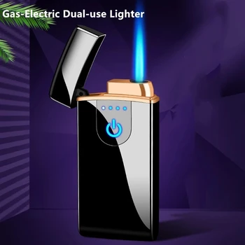 Windproof Lanterna Brichete Jet USB Bricheta Creative Gaz-Electric cu Dublă utilizare fără flacără Brichetă cu Gaz Senzor Electric Bricheta