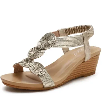 MVVJKE2021 Roman Panta Toc Sandale de Vară Cuvânt cu Confortabil Casual de Dimensiuni Mari Pantofi pentru Femei Mid-toc Boem Pantofi de Piele