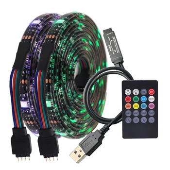 USB 5V Benzi cu LED-uri de Lumină RGB 5050 Muzica, LED Strip Waterproof 30Leds/m 20Key Control RGB Banda de Fundal 0,5 m 1m 2m 3m 5m