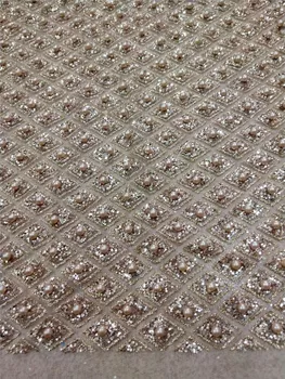 Materiale grele de design de Moda 5yards H-1971408 stoc margele lipite sclipici tul plasă de dantelă tesatura pentru taiere rochie