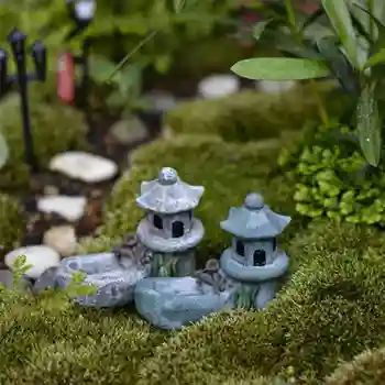 Piscina Casa Turn Rășină Figurina Micro Peisaj, Decor Acasă Miniatura Zână Grădină De Plante Suculente Ornamente Figura În Aer Liber