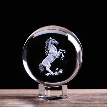 3D Laser Gravat Zodia Cal glob de Cristal in Miniatura Animale de Colectie Figurine Feng Shui Sferă de Sticlă Acasa Art Decor Accesoriu