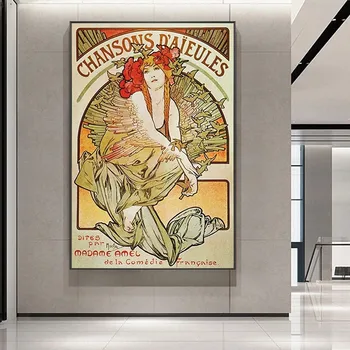 Alphonse Mucha Postere Canvas, Printuri de Epocă Elegant Femeie Tablouri Canvas Cuadros de Arta de Perete Imaginile pentru Home Decor Cameră