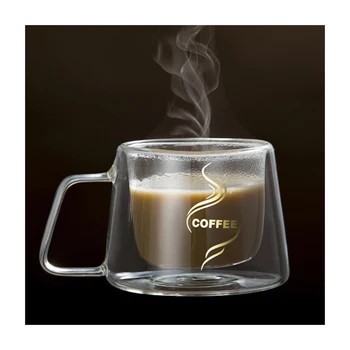 Cana de cafea Espresso Cup Termică de Sticlă cu Perete Dublu Borosilicată Mare Cani DFK889