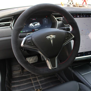 DIY de mână-cusute capac volan se potrivesc pentru Tesla model 3 model Y model X model S din piele, piele din fibra de carbon prindere capac
