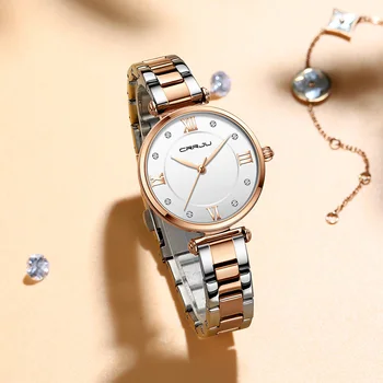 CRRJU Femei Ceasuri Celebru Brand de Lux din Oțel Inoxidabil Femei Elegante Ceasuri Cuarț Moda Reloj Mujer Doamnelor Rochie de Ceas