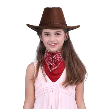 Cowboy Palarie Cow Boy Accesorii Costum Cowboy Vest Simțit Cordon Pălărie cu Bandana pentru Copii Baieti Petrecere de Halloween Pălărie