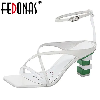 FEDONAS Moda Femei Cataramele de la Sandale Pentru Femei 2021 Vara din Piele Tocuri inalte Pompe de Calitate Dans de Bal Pantofi de Femeie