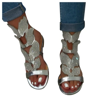 2021 Noi de Vara Moda Stras Sandale Femei Fluture Moale anti-alunecare Pantofi Plat Feminin Casual Respirabil în aer liber Beach Sandal