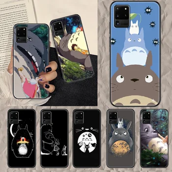 Anime Drăguț Totoro Spirited Away caz de Telefon Pentru Samsung Galaxy Nota 4 8 9 10 20 S8 S9 S10 S10E S20 Plus UITRA Ultra negru