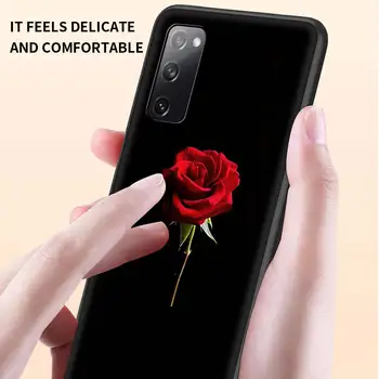 Trandafiri Rosii luminoase de Flori de Caz Pentru Samsung Galaxy S20 S21 FE S10 S9 S8 Plus Nota 20, Ultra 9 10 Lite Acoperă Negru Coajă de Telefon Tampa