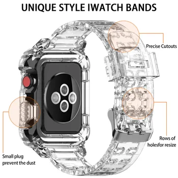 Ghețarul jeleu transparent curea Pentru Apple Watch SE 6 Benzi 42/38mm Sport Correa Pentru Iwatch Seria 6 5 4 3/2/1 Watchband 44/40mm