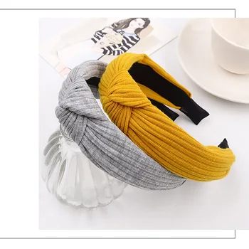 2019 Moda Nod Cruce Lega Solid Banda de Păr Hairband Tricotate coaste Fete Arc de Cerc Accesorii de Par de Catifea poftă de mâncare Bentita