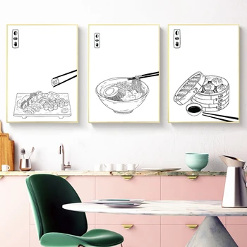 Mâncare Japoneză Perete Printuri De Arta Găluște, Fidea Sushi Postere Bucătărie Arta Panza Pictura Imagini Pentru Living Decor Acasă