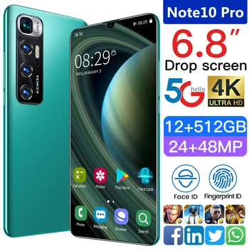 RadmI Nota 10 Pro 6.8 inch al Smartphone-ului 12G+512G Telefon Android 5000mah Sprijină Google Play WiFi Deblocare Telefon Nou 5G Telefon Mobil