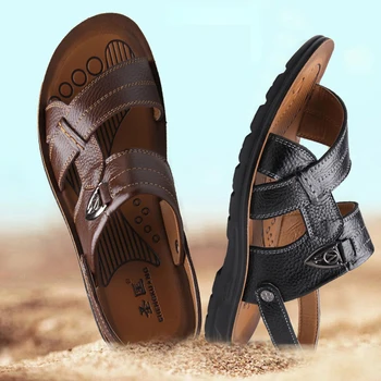 Vara din Piele Sandale de Plaja Pantofi pentru Bărbați de Mari Dimensiuni 45 46 47 48 49 50 Sandale Casual pentru Barbati Moale Confort în aer liber Om de Pantofi