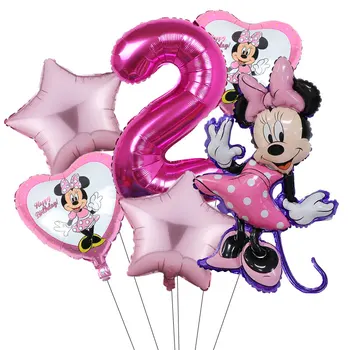 6pcs Mickey Minnie Baloane Copil de Dus la Petrecerea de Ziua Decoratiuni 32inch Numărul de Desene animate Mickey Mouse, Baloane Copii Jucarii Globos
