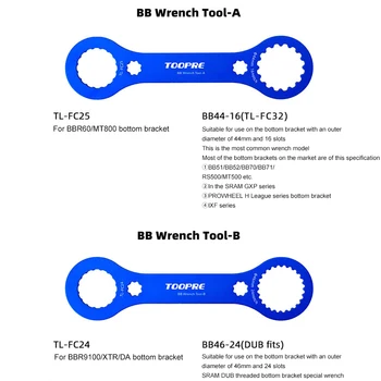 Dublu Încheiat pedalier Cheie din Aliaj de Aluminiu de Biciclete de Reparații Instrument Pentru BBR60/MT800 /BBR9100/ XTR/ DA TL-FC25 TL-FC24