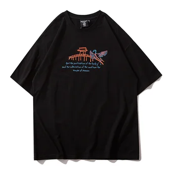 Singur Drum Cuplu Supradimensionat Tricou Barbati 2021 Vara Chineză Hip Hop Stil T-Shirt Streetwear Tricou Negru T Shirt Pentru Barbati