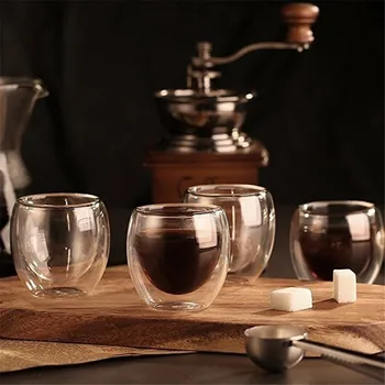 Simplitatea termorezistentă cu Perete Dublu Împușcat Vin Pahar de Bere Cafea Espresso Cup Set de Ceai Cupa 80-450ml Ceașcă de ceai Ochelari de Creatie