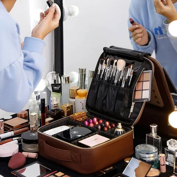 Rownyeon Nou Sac de Make-up pentru Femei,de Călătorie Pro Machiaj Organizator Tren Caz pentru Cosmetice cu Organizator Perii