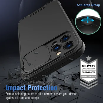Glisați Capacul Camerei de Lentile de Protecție Caz Pentru iPhone 11 12 Pro Max XS X XR 6 6S 8 7 Plus SE 2020 Greu Grele rezistent la Șocuri Armura