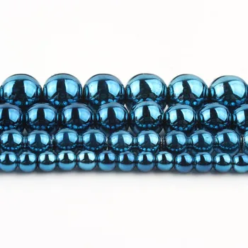 3/4/6/8/10mm Natural Albastru Inchis Piatra Hematit Rotund Margele Spacer pentru DIY Brățară Accesorii Bijuterii a Face 15inche