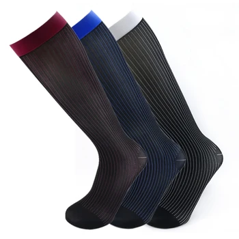 2Pair/lot pentru Bărbați ciorapi de mătase cu bretele și drept tub tub de mijloc color stripe barbati de afaceri formale mare-stretch nailon