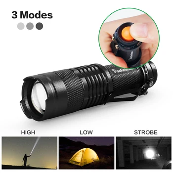 Mini Q5 L2 T6 LED Lanterna Pix Clip Zoom Telescopic Flashlamp rezistent la apa Lanterna de Buzunar Flash de Lumină Folosi 14500 Sau o Baterie 18650