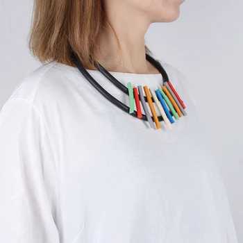 M&YDBZ de Cauciuc Colorate Benzi Cravată Coliere Pentru Femei Vintage Strat Dublu Colier Statement Etnice Bijuterii Lanț Pulover