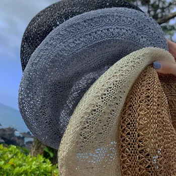 Primăvara și Vara Femei Bereta Femei Japonez Culoare Solidă Gol Ventilat Artist Pălărie Student de Bumbac și Lenjerie de Dovleac Pălărie