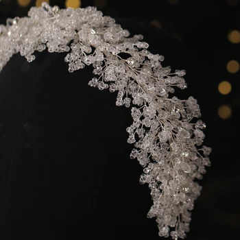 Mireasa Vintage de Argint Plin de Cristal Mare banda de Păr pentru Mirese Shinny Cristale Hairhoop Diadema de Mireasa Bucată de Păr de Nunta Bentita
