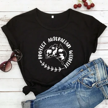 Proteja Australian Wildlife T-shirt de Inspirație Tumblr Australia Puternic Tricou Femei Amuzante Grafice Ziua Pământului Slogan Tee Cămașă de Sus