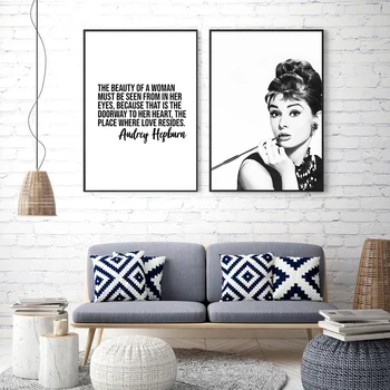 Fotografie Poster Audrey Hepburn Panza Pictura Citat de Artă Moderne de Imprimare Alb-Negru Imagine Perete pentru Camera de zi Decor Acasă